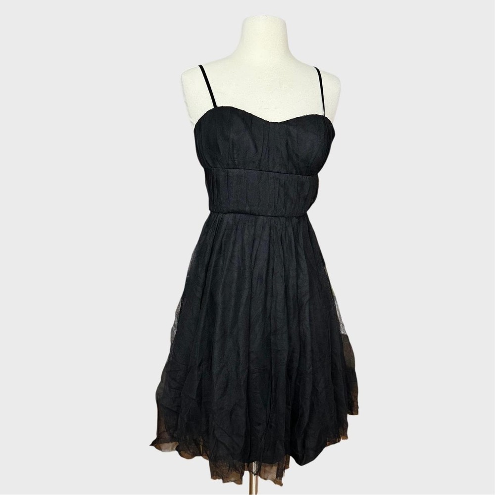 y2k Banana republic size 0 black mesh and silk dress goth prom grunge altered